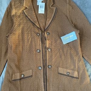 NWT MISOOK  women cardigan  walnut with black medium